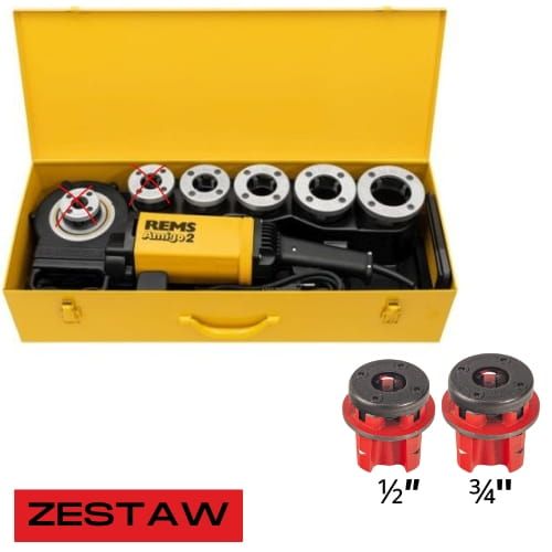Gwintownica elektryczna Amigo 2 (1” - 2”) REMS + głowice Virax ½” i ¾"