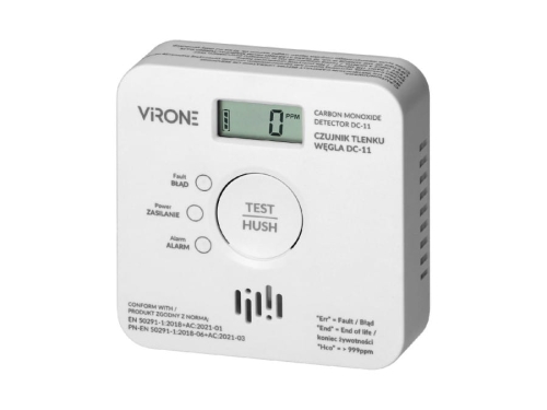 Bateryjny czujnik detektor tlenku węgla czadu DC11 Virone